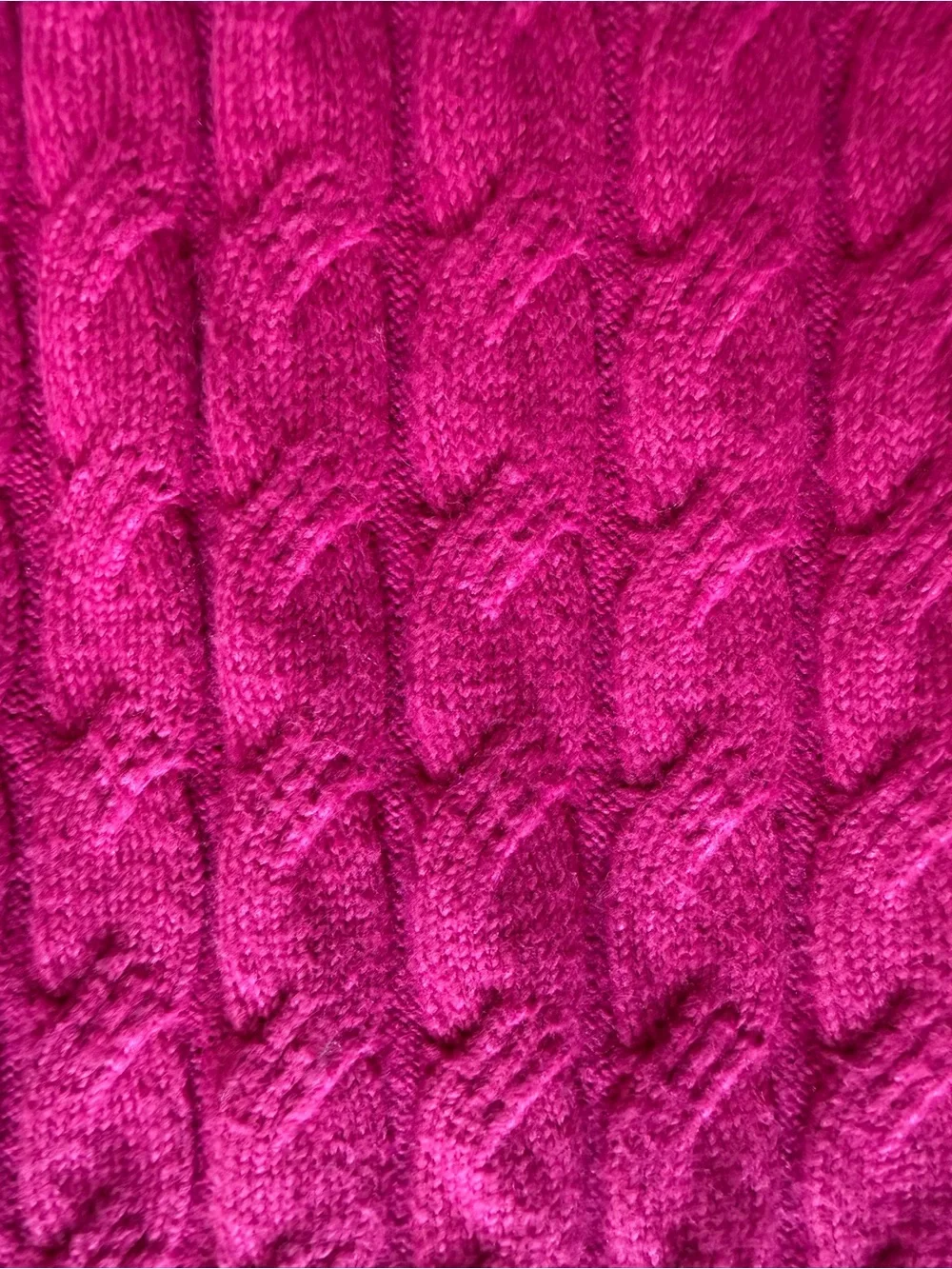 Michael Kors Fuchsia Cable-Knit Crew Sweater with Gold Shoulder Buttons